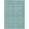 9 X 12 Teal Blue And Aqua Floral Washable Indoor Outdoor Area Rug