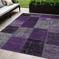 5 X 8 Eggplant Purple And Lilac Patchwork Washable Indoor Outdoor Area Rug