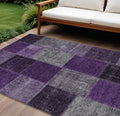 9 X 12 Eggplant Purple And Lilac Patchwork Washable Indoor Outdoor Area Rug