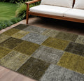 8 X 10 Brown Gold And Taupe Patchwork Washable Indoor Outdoor Area Rug