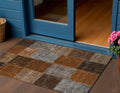 3 X 5 Orange And Taupe Patchwork Washable Indoor Outdoor Area Rug