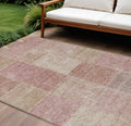 10 X 14 Blush Pink And Mauve Patchwork Washable Indoor Outdoor Area Rug