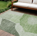 8 X 10 Olive Green And Fern Green Abstract Washable Indoor Outdoor Area Rug