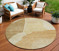 8 Beige Copper And Brown Round Abstract Washable Indoor Outdoor Area Rug