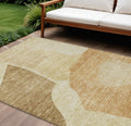 8 X 10 Beige Copper And Brown Abstract Washable Indoor Outdoor Area Rug