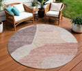 8 Blush Pink And Mauve Round Abstract Washable Indoor Outdoor Area Rug
