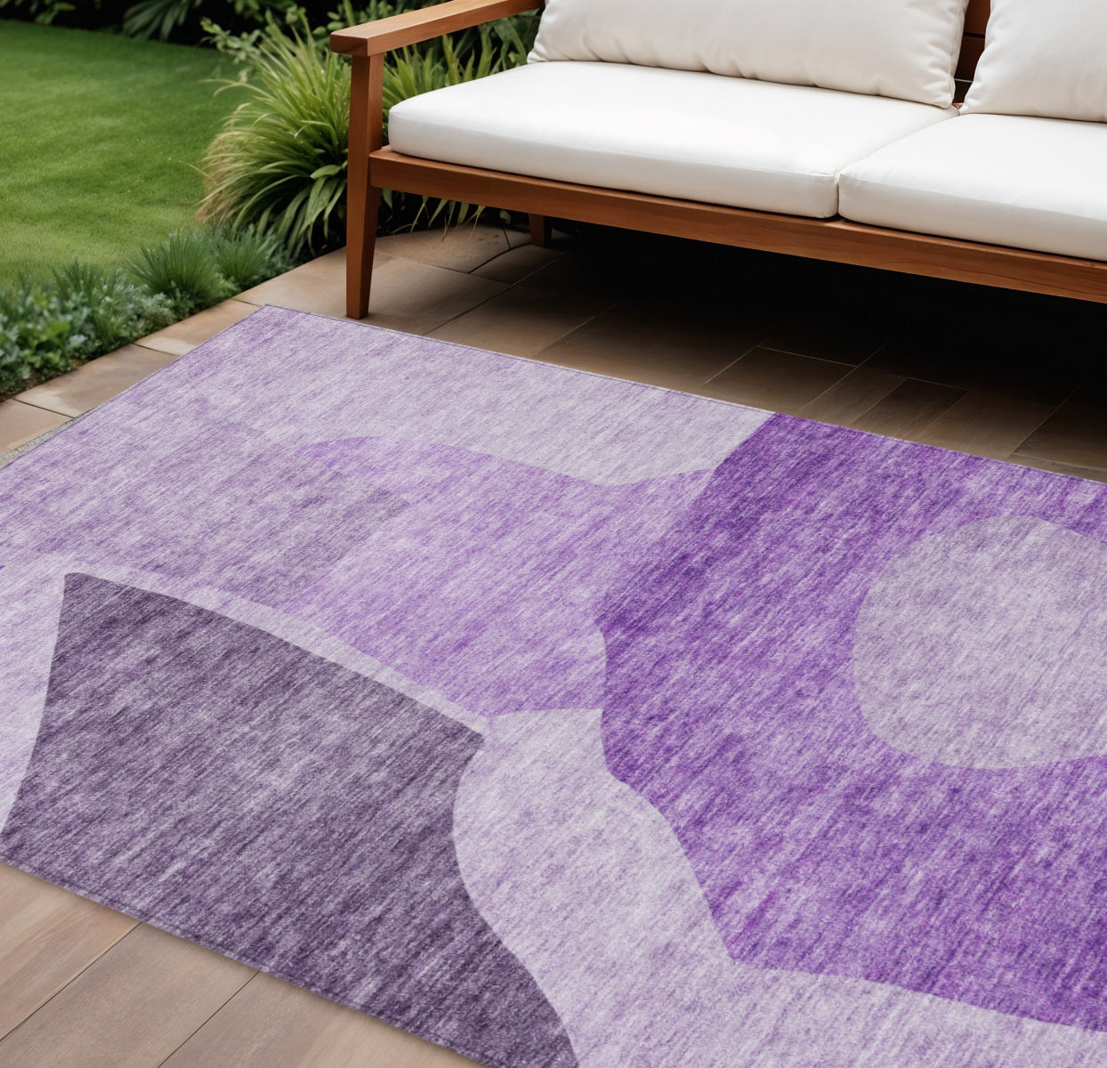 10 X 14 Eggplant Purple And Lilac Abstract Washable Indoor Outdoor Area Rug