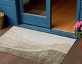 3 X 5 Brown And Taupe Abstract Washable Indoor Outdoor Area Rug