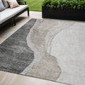 5 X 8 Charcoal Gray And Taupe Abstract Washable Indoor Outdoor Area Rug