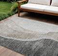 9 X 12 Charcoal Gray And Taupe Abstract Washable Indoor Outdoor Area Rug