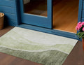 3 X 5 Olive Green And Beige Abstract Washable Indoor Outdoor Area Rug