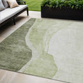 5 X 8 Olive Green And Beige Abstract Washable Indoor Outdoor Area Rug