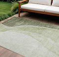 8 X 10 Olive Green And Beige Abstract Washable Indoor Outdoor Area Rug