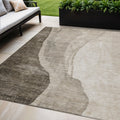 5 X 8 Taupe And Brown Abstract Washable Indoor Outdoor Area Rug