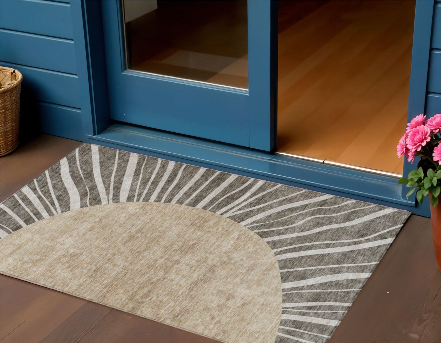 3 X 5 Chocolate Beige And Taupe Abstract Washable Indoor Outdoor Area Rug