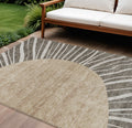 10 X 14 Chocolate Beige And Taupe Abstract Washable Indoor Outdoor Area Rug