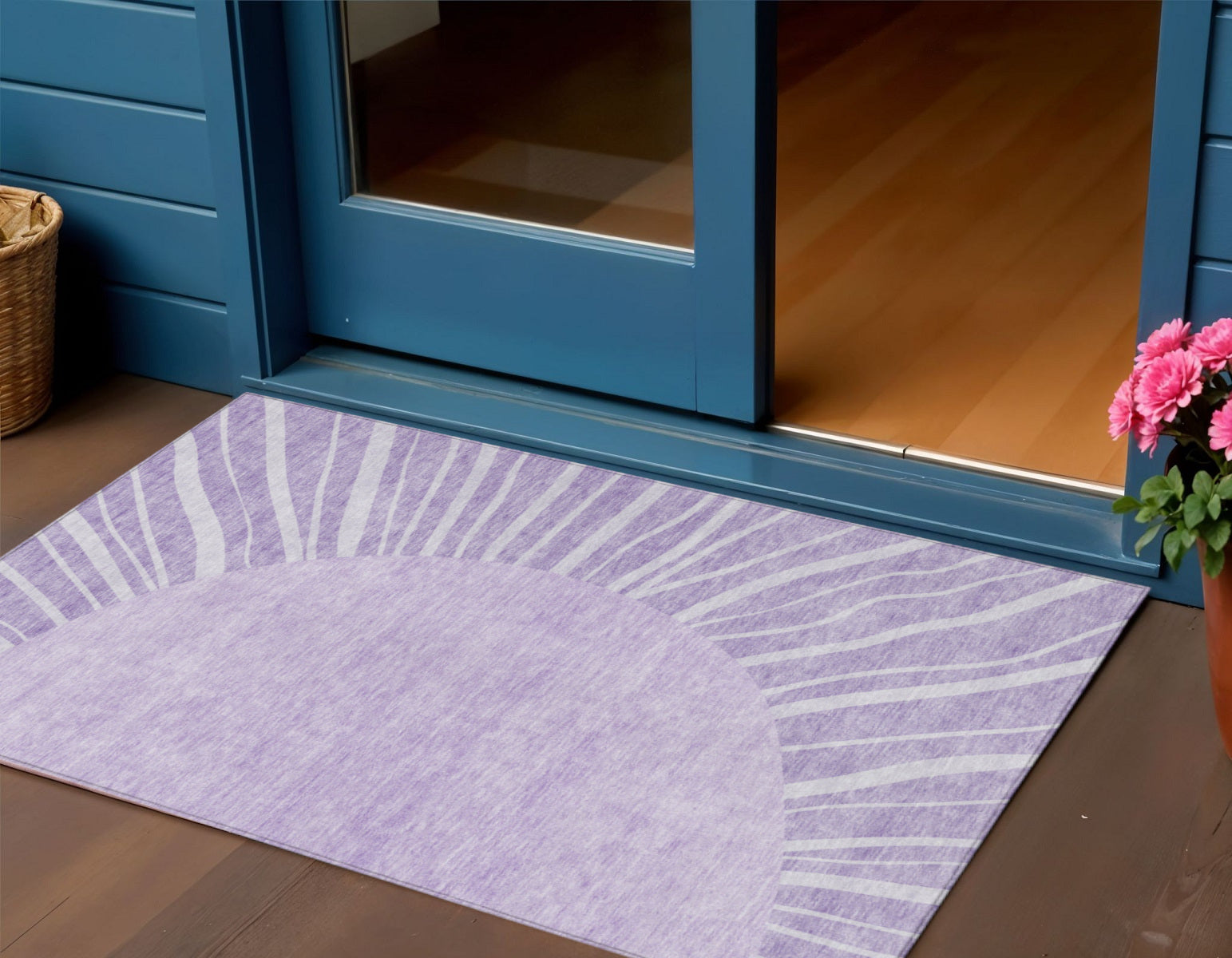3 X 5 Lavender And Purple Abstract Washable Indoor Outdoor Area Rug