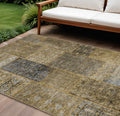 10 X 14 Brown Gray And Charcoal Patchwork Washable Indoor Outdoor Area Rug