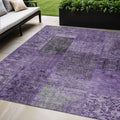 5 X 8 Eggplant Purple And Charcoal Patchwork Washable Indoor Outdoor Area Rug