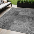 5 X 8 Gray Charcoal And Silver Patchwork Washable Indoor Outdoor Area Rug