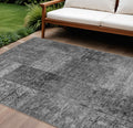 8 X 10 Gray Charcoal And Silver Patchwork Washable Indoor Outdoor Area Rug