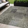 5 X 8 Taupe Brown And Charcoal Patchwork Washable Indoor Outdoor Area Rug