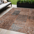 5 X 8 Terra Cotta Copper And Charcoal Patchwork Washable Indoor Outdoor Area Rug