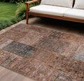 8 X 10 Terra Cotta Copper And Charcoal Patchwork Washable Indoor Outdoor Area Rug