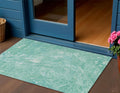 3 X 5 Teal Blue Aqua And Green Abstract Washable Indoor Outdoor Area Rug
