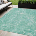 5 X 8 Teal Blue Aqua And Green Abstract Washable Indoor Outdoor Area Rug