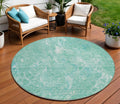 8 Teal Blue Aqua And Green Round Abstract Washable Indoor Outdoor Area Rug