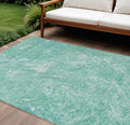 8 X 10 Teal Blue Aqua And Green Abstract Washable Indoor Outdoor Area Rug