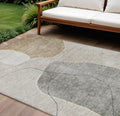 8 X 10 Beige Brown And Taupe Abstract Washable Indoor Outdoor Area Rug