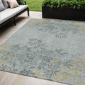 5 X 8 Gray Charcoal And Gold Floral Washable Indoor Outdoor Area Rug