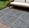 10 X 14 Charcoal And Gray Striped Washable Indoor Outdoor Area Rug