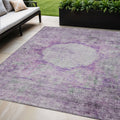 5 X 8 Purple Lavender And Gray Oriental Washable Indoor Outdoor Area Rug