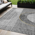 5 X 8 Charcoal Gray And Silver Geometric Washable Indoor Outdoor Area Rug