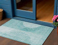 3 X 5 Teal Blue And Aqua Geometric Washable Indoor Outdoor Area Rug