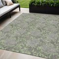 5 X 8 Artichoke Green Gray And Taupe Floral Washable Indoor Outdoor Area Rug
