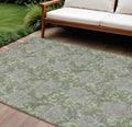 9 X 12 Artichoke Green Gray And Taupe Floral Washable Indoor Outdoor Area Rug