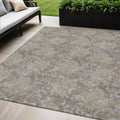 5 X 8 Gray Silver And Taupe Floral Washable Indoor Outdoor Area Rug