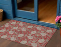 3 X 5 Red Taupe And Beige Floral Washable Indoor Outdoor Area Rug