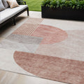 5 X 8 Copper Red And Gray Geometric Washable Indoor Outdoor Area Rug