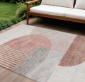 9 X 12 Copper Red And Gray Geometric Washable Indoor Outdoor Area Rug