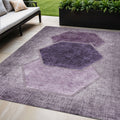 5 X 8 Eggplant Purple And Lavender Geometric Washable Indoor Outdoor Area Rug