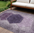 9 X 12 Eggplant Purple And Lavender Geometric Washable Indoor Outdoor Area Rug