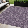 5 X 8 Plum Purple And Lavender Floral Washable Indoor Outdoor Area Rug