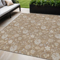 5 X 8 Copper And Beige Floral Washable Indoor Outdoor Area Rug