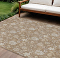 8 X 10 Copper And Beige Floral Washable Indoor Outdoor Area Rug