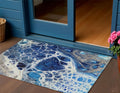 3 X 5 Navy Blue And Gray Nautical Washable Indoor Outdoor Area Rug
